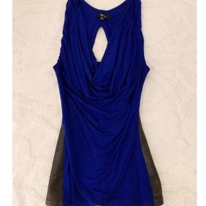 SKY ROYAL BLUE AND LEATHER TOP XS